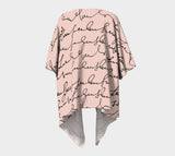 Pink Script Draped Kimono